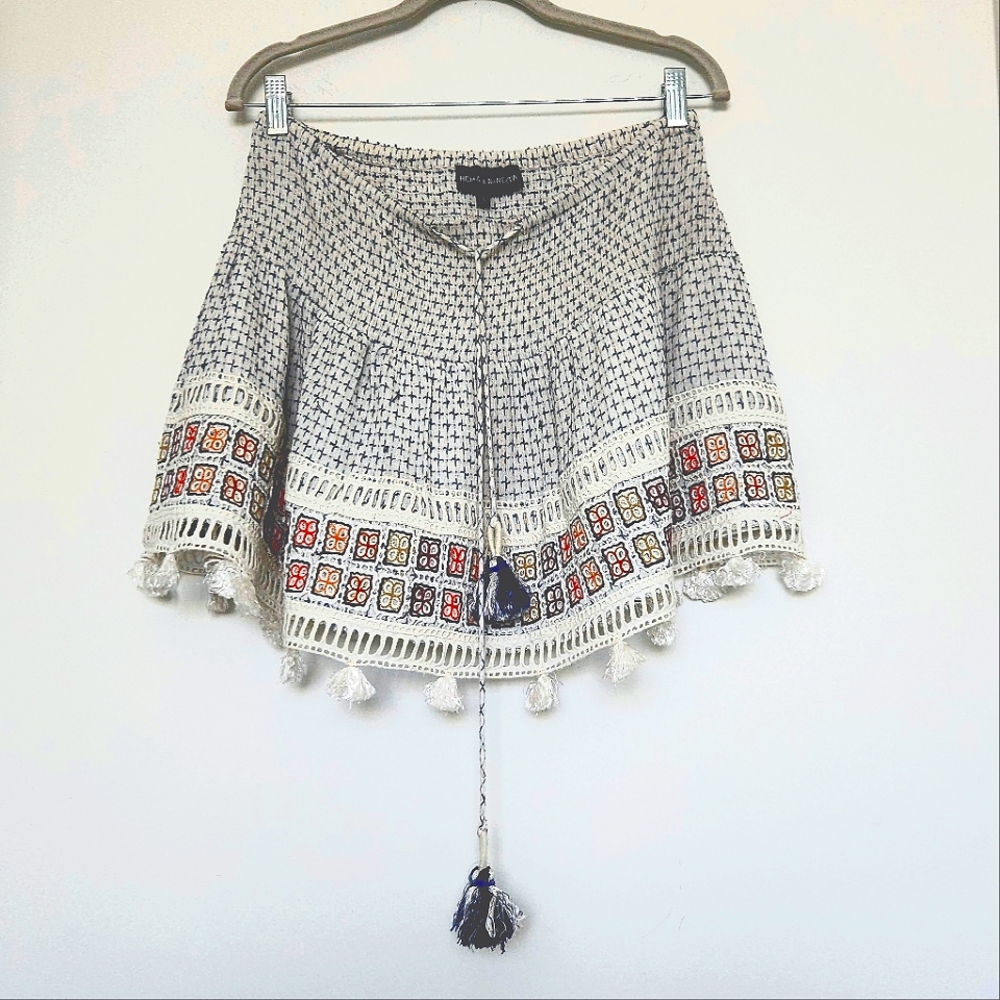 Hemant & Nandita Handmade In India Bohemian Embroidered Print Mini Skirt - Picture 1 of 10